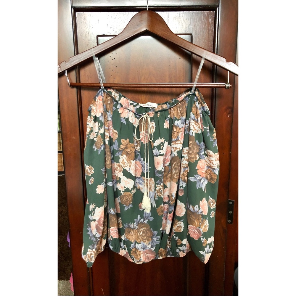 Boho off the shoulder floral shirt